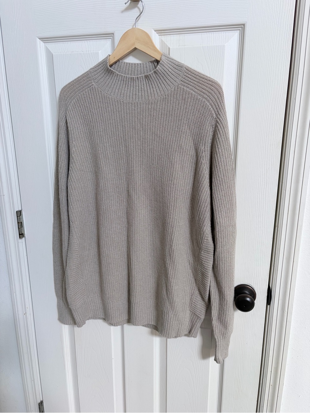 Rhône Men's Ribbed Mock Neck Sweater, Fisherman core, wool/cashmere, Size L